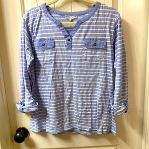 Hillard Hanson Blue and white stripe shirt I winter shirt I size Large top